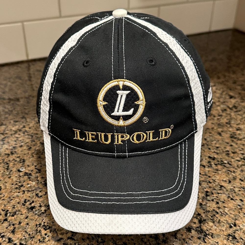 Leupold GX Rangefinder Baseball Cap Adjustable Black White Gold PGA Tour